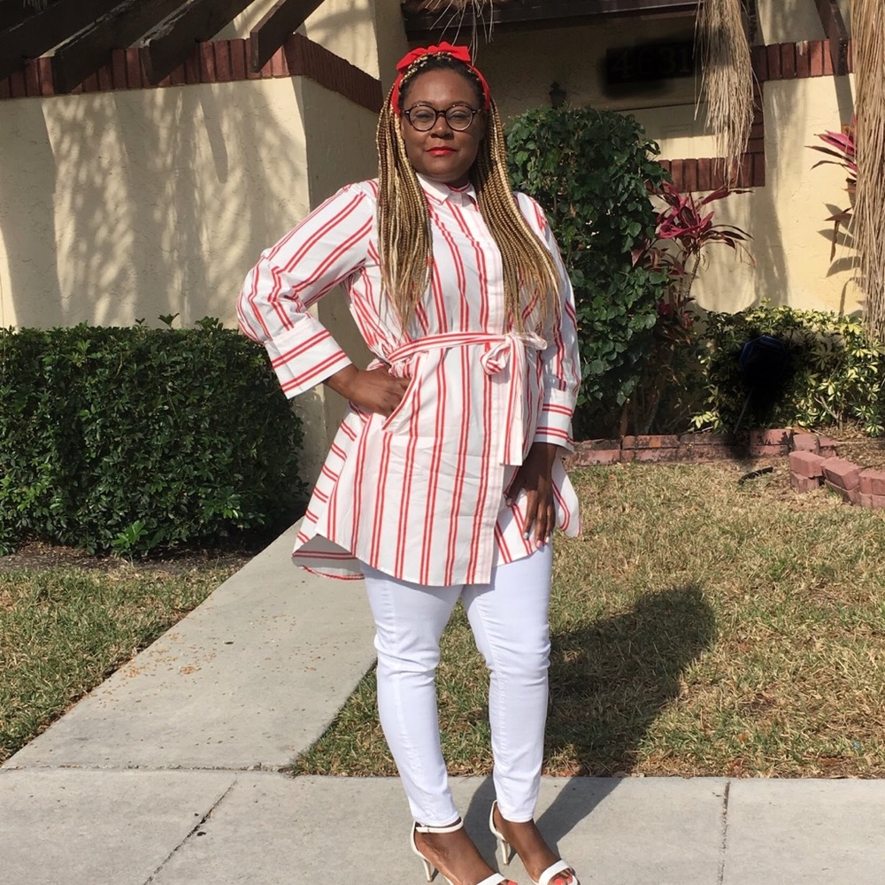 Candy cane strip shirt dress